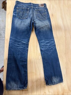 Men’s Big Star Washed Blue Straight Leg Jeans with Embroidered Back Pockets